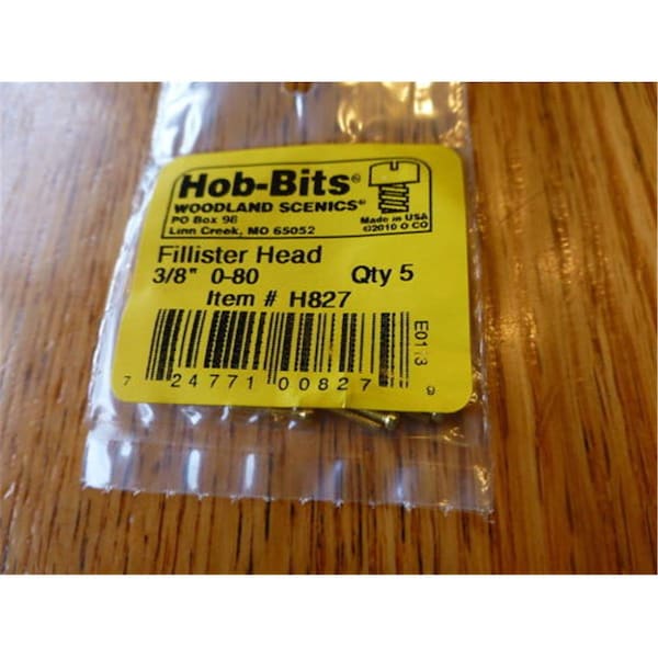 Woodland Scenics 0.37 in. 0-80 Fillister Head Screws - 5 per Pack, 5PK WOO827 - main